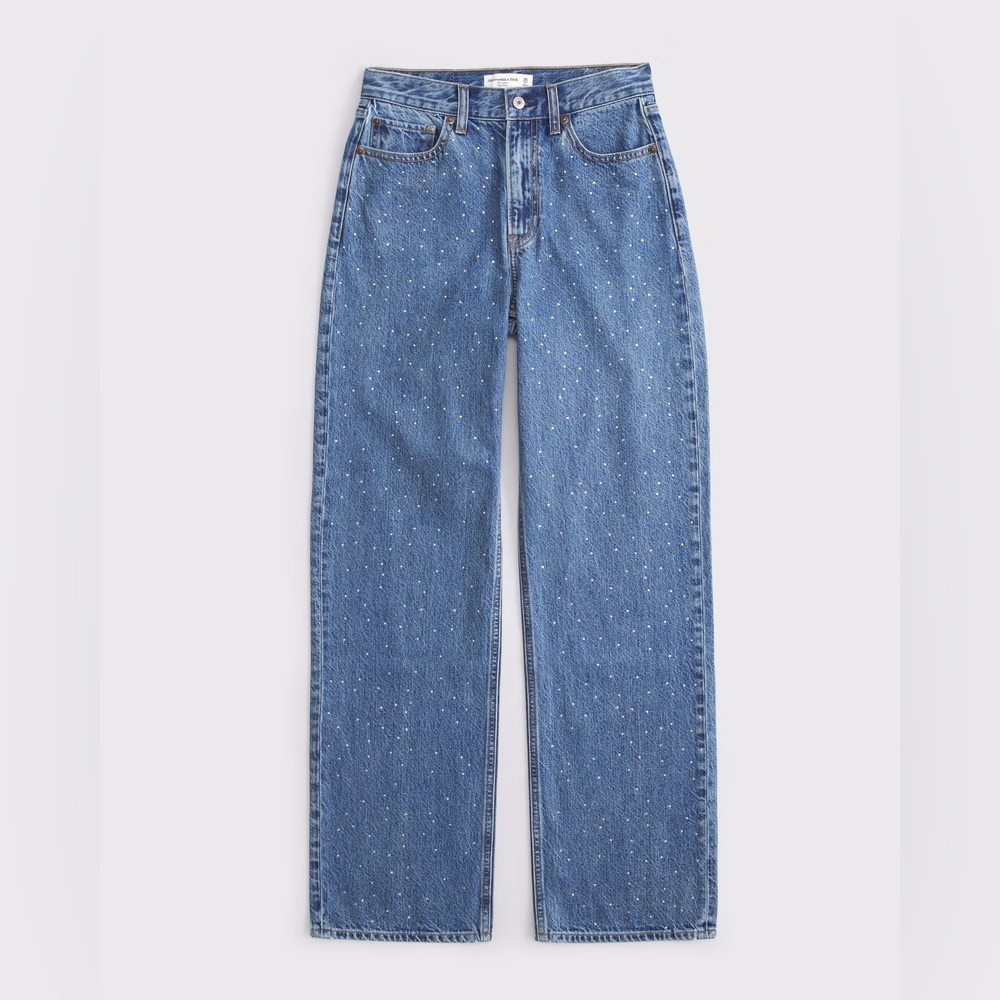 Abercrombie The Loose High Rise Bedazzled Embellished Jean